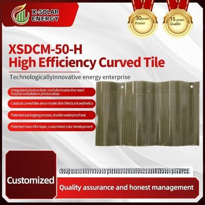 25A Max. التيار الصلب XSDCM-50-H البلاط الشمسي الضوئي المنحني للتصاميم المعمارية الحديثة